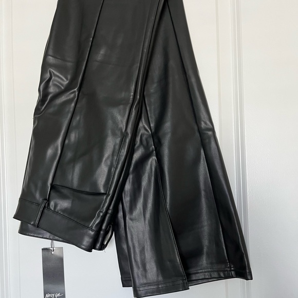 Nasty Gal - Split Leg Faux Leather Bootcut Pants - Picture 2 of 3